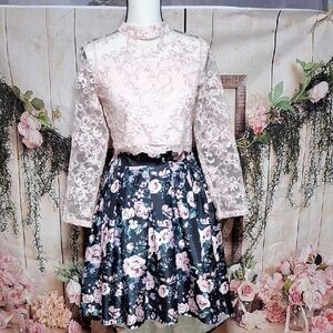 NWT Emily West Pink Lace Top, And Matching Skirt (Girls Size 16)